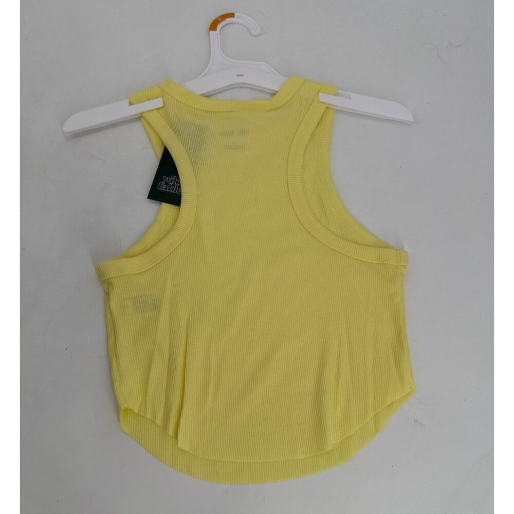 Wild Fable Yellow Ribbed Cropped Tank Top S Cotton/Polyester Blend New - Picture 4 of 6